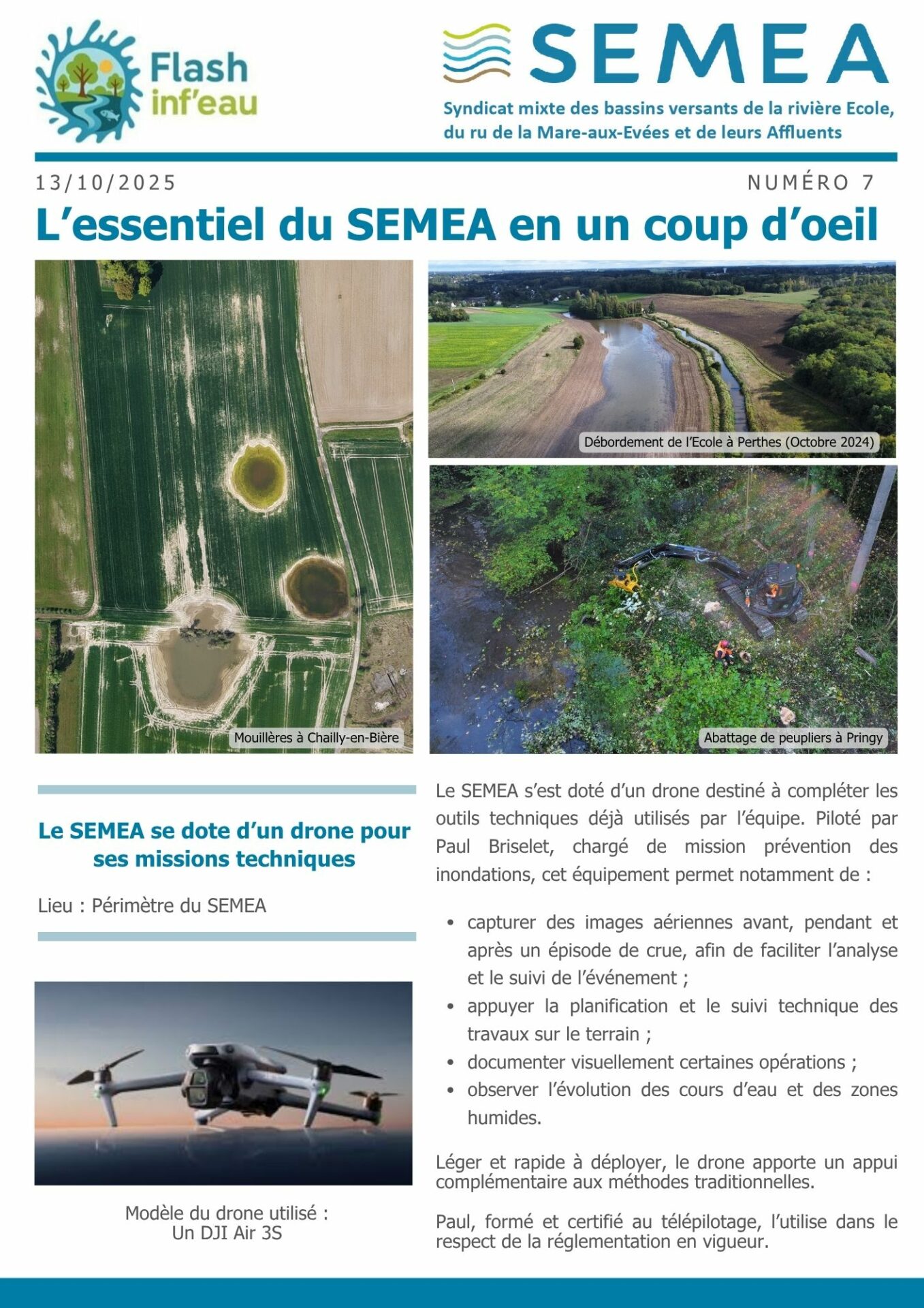 Flash inf’eau n°7 : Le SEMEA se dote d’un drone pour ses missions techniques