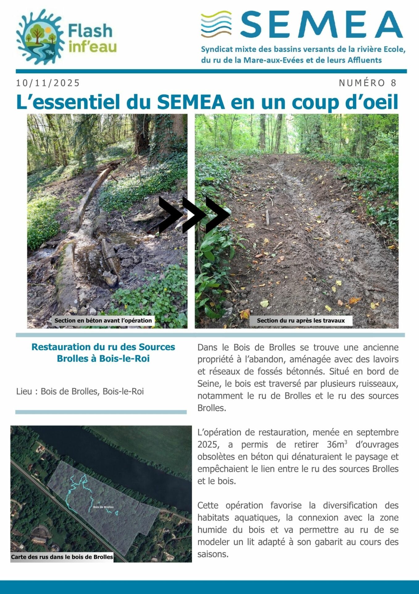 Flash inf’eau n°8 : Restauration du Ru des Sources Brolles à Bois-le-Roi